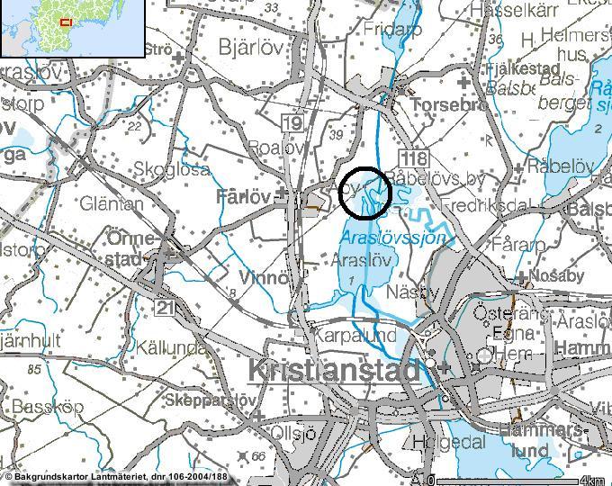 BILAGA 1 2(2) Översiktskarta med en svart ring kring naturreservatet.