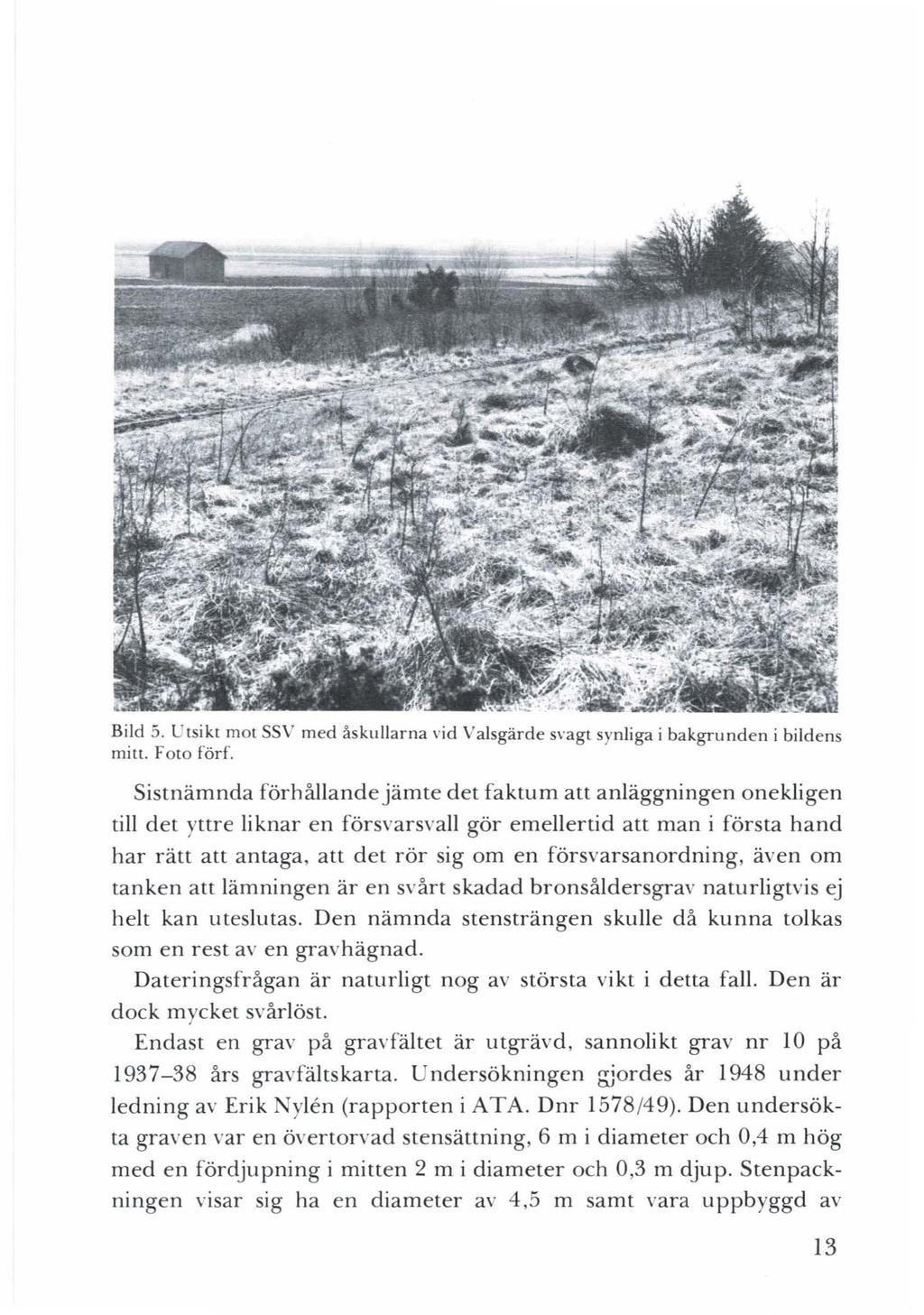 Bild 5. tsikt mot SSV med åskullarna vid Valsgärde s\ agt synliga i ba kgrunden i bildens mitt. Foto förf.