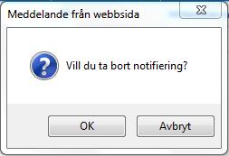 Ta bort SIP notiser i Inkorg. Klicka på för att ta bort meddelandet från Inkorg.