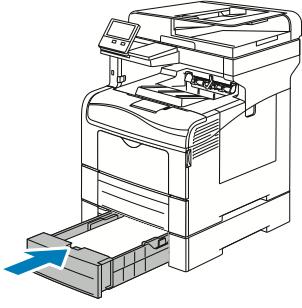 Problemlösning 4. Sätt in magasin 2 i skrivaren och skjut in det så långt det går. Obs! Om magasinet har förlängts för papper i formatet Legal sticker det ut när det placeras i skrivaren. 5.