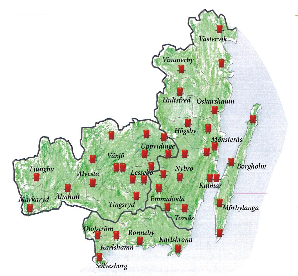 Kronoberg Kronobergs län har 16 biografer - 4 i Uppvidinge kommun, 3 i Växjö kommun, 3 i Lessebo kommun, 2 i Alvesta kommun, 1 i Älmhult, 1 i Markaryd, 1 i Ljungby och 1 i Tingsryds kommun.