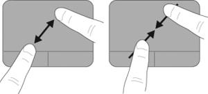 OBS! Rullningshastigheten bestäms av fingerhastigheten. Tvåfingersrullning aktiveras på fabriken. Nypa/zooma Genom att nypa kan du zooma in eller ut bilder och text.
