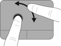 Rotera Med rotering kan du rotera objekt som t.ex. foton. Du roterar genom att placera ditt vänstra pekfinger i styrplatteområdet.
