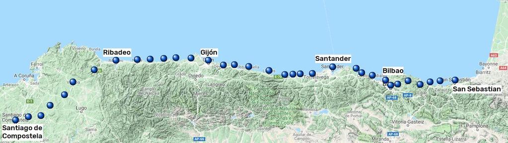 Camino del Norte, San Sebastían Santiago de Compostela, 37 nätter 15(15) Camino del Norte Den berömde pilgrimen och författaren Aymeric Picauds ansåg att det var viktigt att undvika barbariet i