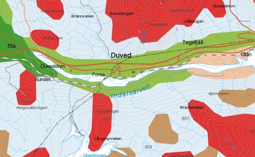 Enligt SGU:s jordartskarta består naturliga jordlager i området av isälvssediment, se figur 3.2 nedan. Figur 3.2 Översiktlig bild från SGU:s jordartskarta 4 Mark- och jordlagerförhållen 4.