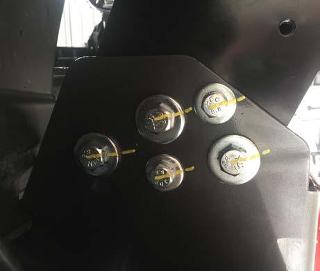 18. Once bull bar is aligned with vehicle and tightened, drill through pinning holes (circled in