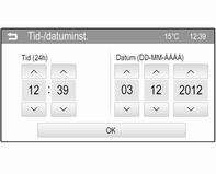 Ställ in tid och datum Eluttag Instrument och reglage 81 Skada inte uttaget genom att använda felaktiga kontakter. Stopp/start-system 3 134.