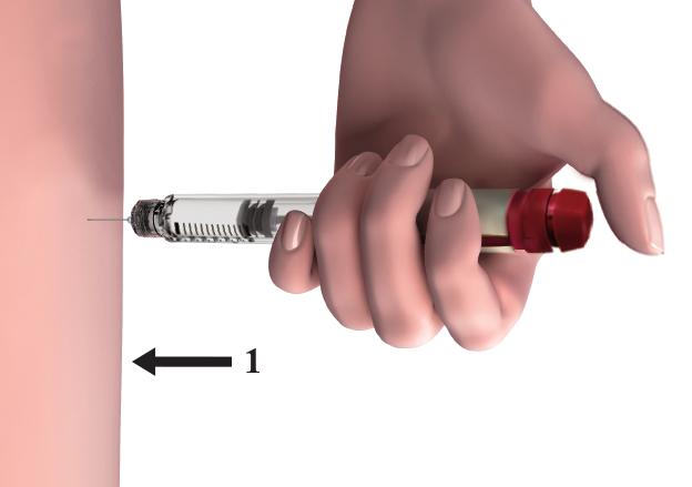 Håll ned dosknappen minst 5 sekunder för att säkerställa 6. Injicera dosen 6.1. Välj ett injektionsställe i det område där läkaren eller sjuksköterskan har sagt att du ska ge injektionen.