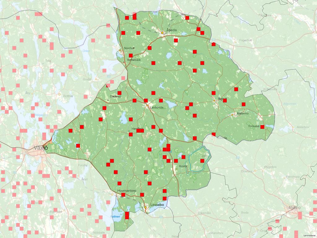 Via detta stickprov görs en statistisk skattning av bland annat hur många ungträd som finns i hela området och hur stor andel av dessa som har skador