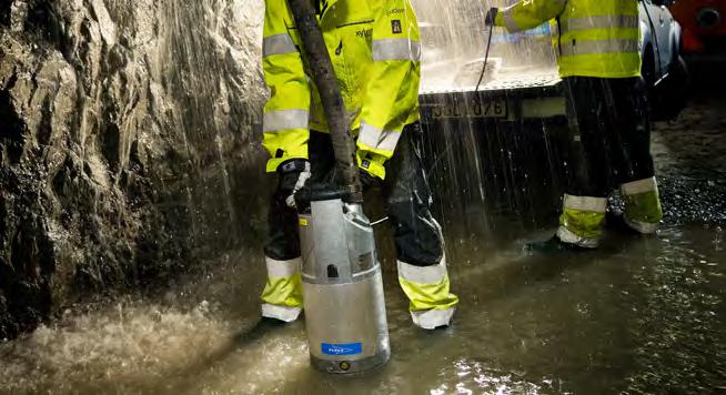 Länsning / Dränering Flygt 600-serien klarar riktigt tuffa utaningar, där stora ängder vatten åste forslas bort snabbt, under svåra förhållanden.