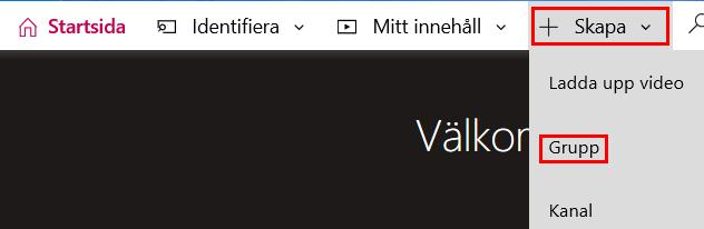 Grupper Du kan använda Office 365-grupper och dela videofilmer med personerna i den. Om det redan finns en lämplig grupp, kan du använda den i Stream.