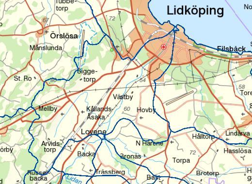 Provpunkt 580 Figur 3. Provpunkt för recipientkontroll avseende bottenfauna i vattenförekomsten Lidan - Lovene till Lidköping samt delavrinningsområde. Källa VISS.