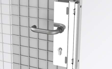 I systemet finns också heltäckande, solida dörrar som alternativ till nätdörrar. Dörren är försedd med beslag för hänglås.