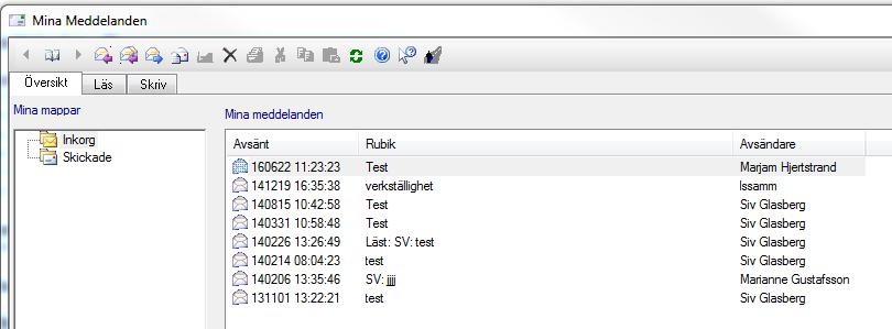 Meddelanden, fliken Översikt.