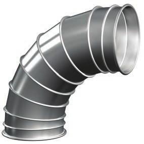 QF Segmentböjar (lång radie) R= 1,5 x D till centrumlinjen QF.