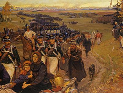 En jättearmé som betraktades som oövervinnlig. Ryskt motstånd. Strax utanför Moskva bestämde sig Kutusov att gå i strid mot Napoleon.