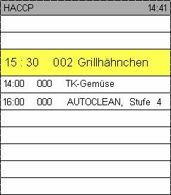Für die Erstellung von HACCP Protokollen ist es wichtig, dass am Gerät die korrekte Uhrzeit und das Datum eingestellt ist - siehe Abs. 11