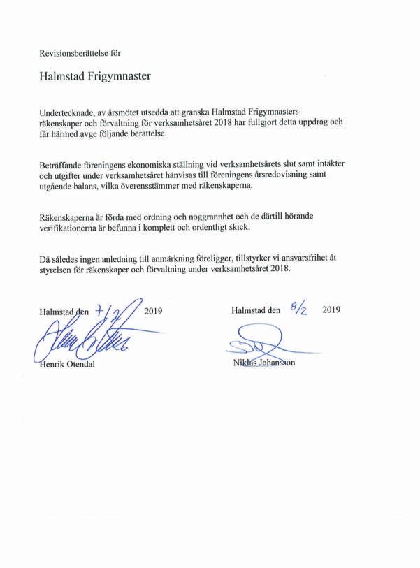 Slutord Halmstad Frigymnaster har under 2018 utvecklats i en positiv riktning.