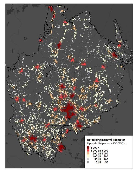 Effektiv kollektivtrafik Spridd befolkning, 20% bor på