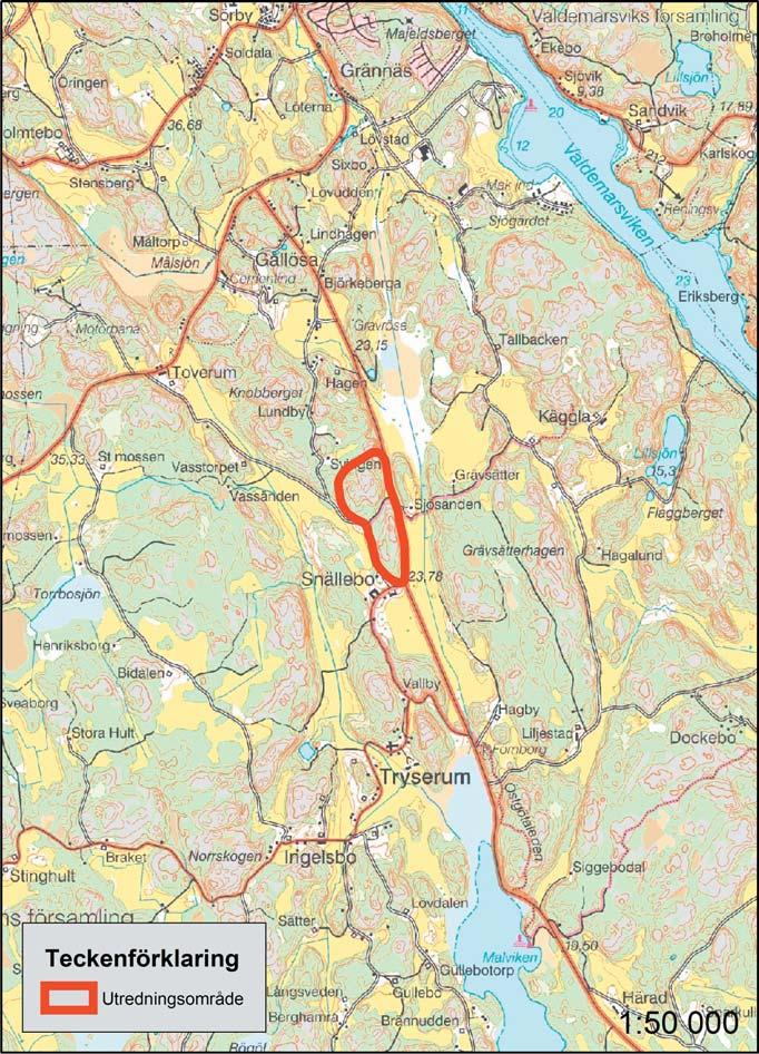 Inledning och bakgrund Det aktuella arbetet föranleds av planerad exploatering i form av upptagande av ny bergtäkt inom Snälllebo i Tryserums socken söder om Valdemarsvik.