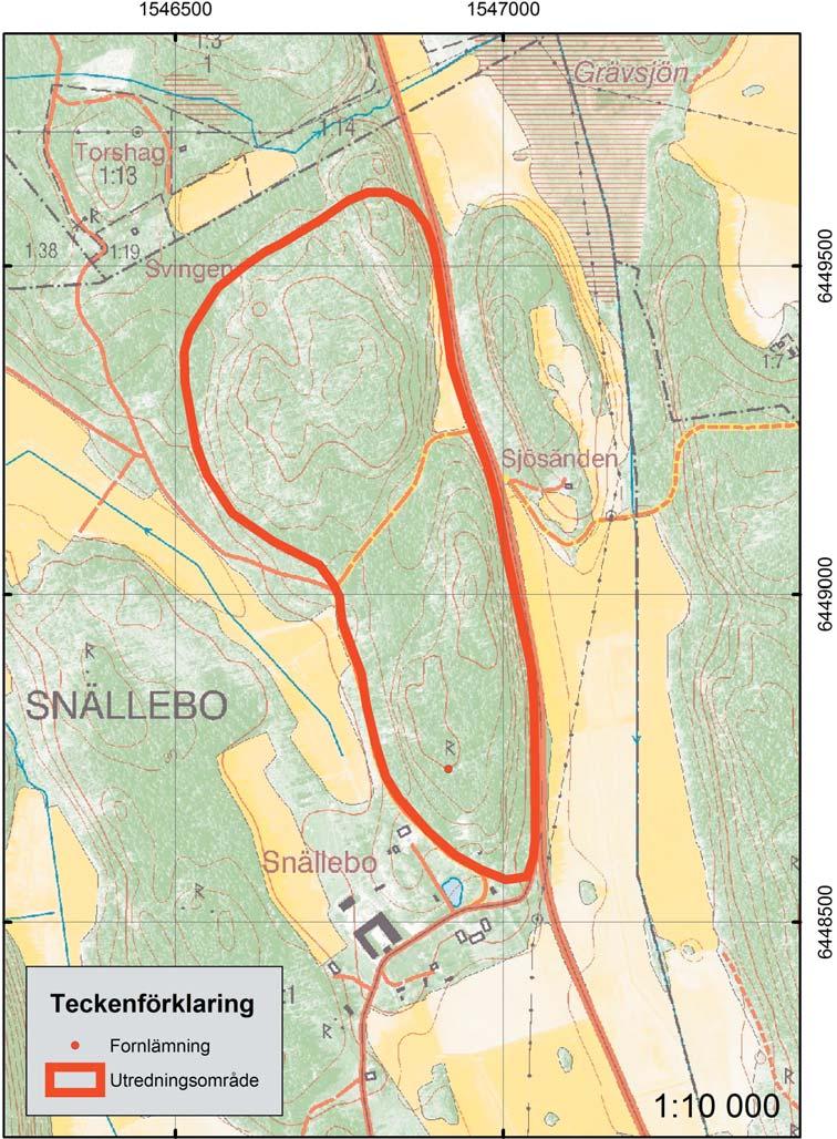 Syfte och metod Syftet med den arkeologiska utredningen var att ge en bild av fasta forn- och kulturlämningar samt påvisa presumtiva lägen för forn- och kulturlämningar inom utredningsområdet.