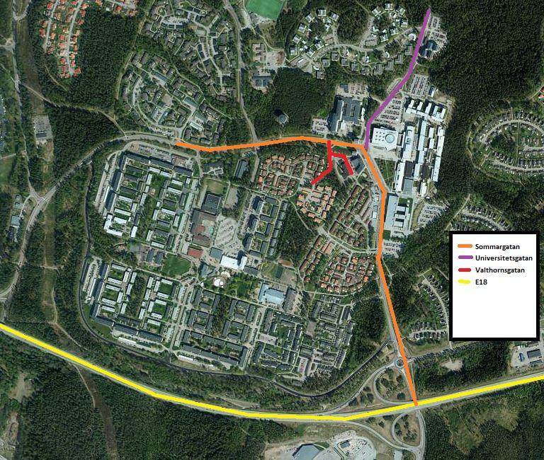 Tabell 1. Trafikinformation för vägtrafik, prognosår 2040 Väg ÅDT (antal fordon) Andel tung trafik (%) Andel trafik kl.