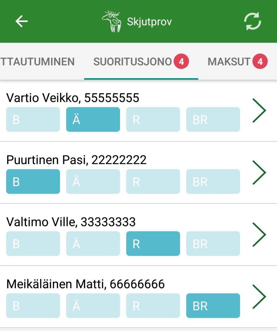 anmälningsordning Veikko Vartios prestation antecknas = Älg/ Hjort PB =