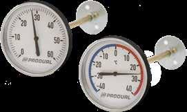 TERMOMETRAR DTM är en mekanisk termometer för montering I ventilationskanaler. Finns med två olika skalor. Mätarna är fabrikskalibrerade.