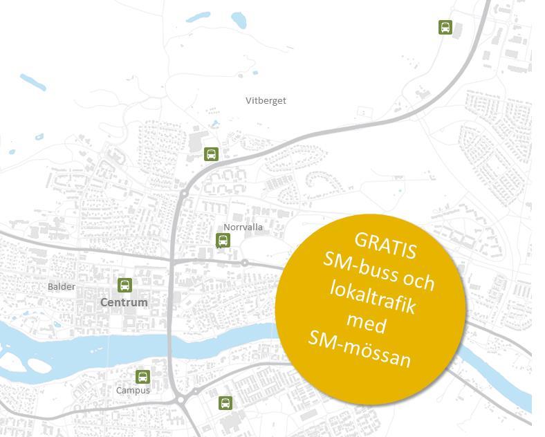 16 SM-bussen A-torp- Vitberget * Solbacken-Vitberget Förmiddagar till Vitberget Halvtimmestrafik Eftermiddagar från Vitberget Timmestrafik Förstärkningar