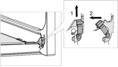 Ta bort och montera ugnsluckan 1. Öppna ugnsluckan (upp till ändläget). 2. Lyft och vrid flikarna. 3.