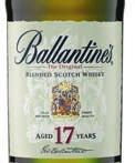 Ballantine s 17 yo Nr 1050477 545,00 kr 70cl 12/kolli Typ Skotsk Blended Whisky Doft Inbjudande, mild och söt med en lätt nyans av rök.