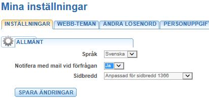 Linjechef anger själv om mail önskas. Välj Mina Inställningar.