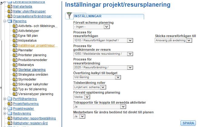 Bedömd tid I projektplanen finns det nu möjlighet att se ändringar av bedömd tid. Ändringar kan göras av projektledare och projektdeltagare.