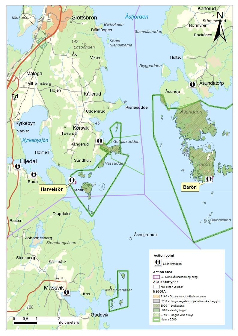 5(7) Bilaga 1. Kartor. Karta 1. Översiktskarta över den del av Värmlandsskärgården som bränningsområdena ligger i.