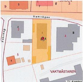 I bilden illustreras hur fastigheten Vaktmästaren 6 blir en del av framtida kvarter nr 10, enligt del av Masterplan för