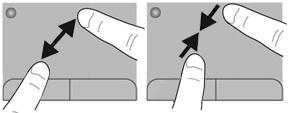 OBS! Hastigheten för rullningen styrs av fingrarnas hastighet. Tvåfingersrullningen aktiveras på fabriken. Nypa/zooma Genom att nypa kan du zooma in eller ut i bilder och text.