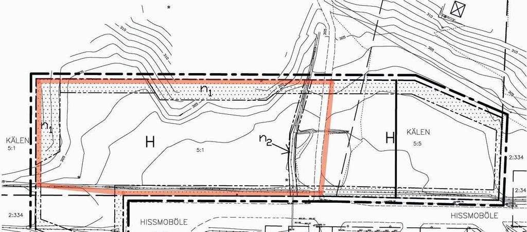 Utdrag ur gällande plan antagen 2000-06-27. Området som omfattas av planändringen är markerat.