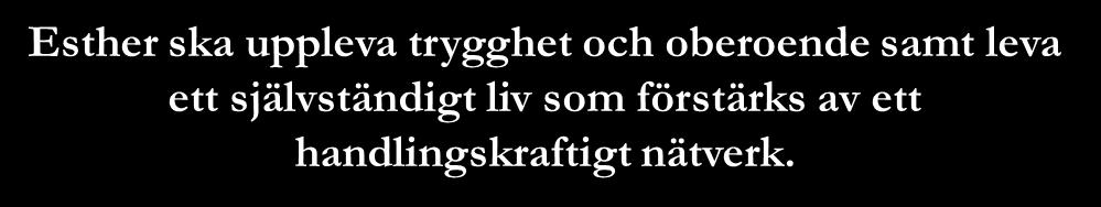 Esther: Vet vart hon ska vända sig Får vård i eller nära hemmet Upplever oss som