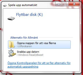 Den symbolen ser ut så här: Man kan behöva vända USB-minnet några gånger innan man hittar rätt läge.