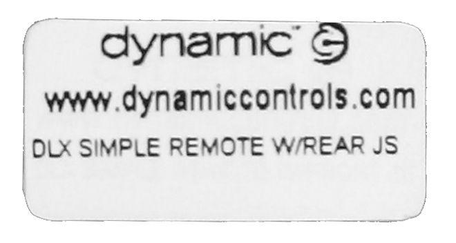 Invacare LiNX E F G Produktetiketter som innehåller: Dynamic Controls dynamic -logotyp Adressen till Dynamic Controls webbplats