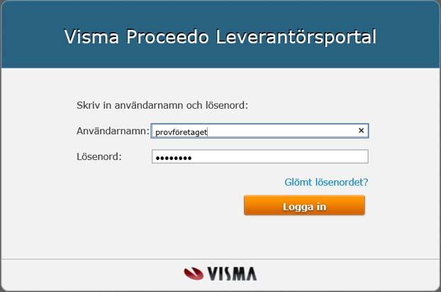 Manual för skapande av e fakturor i Umeå kommuns webbportal för e fakturering Gå till www.proceedo.net/suppliercenter. Logga in med ditt Användarnamn och Lösenord. Skriv in Användarnamn och Lösenord.