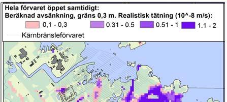 beräkning sänks årsmedelvärdet för grundvattennivå i jord mer än 0,3 m Rosa områden: Enligt