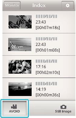 Att använda Wi-Fi 4 På indexsskärmen ska man trycka på de bilder man önskar överföra.