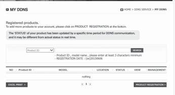 Klicka på [PRODUCT REGISTRATION]. 4. Ange produkt-id.