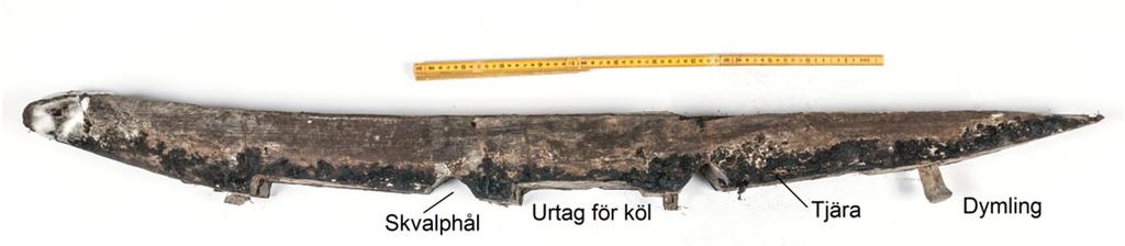 Foto: Tomas Jakobsson Datering Sex prover från fartygslämningen skickades för dendrokronologisk analys till Nationalmuseum i Köpenhamn (se bilaga 2).