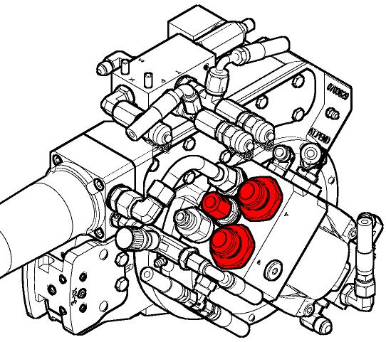 UPPBYGGNAD Uppbyggnad Hydrauliska anslutningar SuperSaw 555S gripsåg ansluts hydrauliskt med följande tre anslutningsportar. Placering framgår av bilden 3 2 1 Fig.