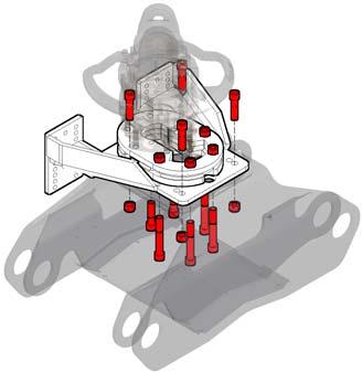 På hydraulblock där hålskruven (3) har dimension G3/4 skall pluggen (4) dras med ett moment på 420 Nm. 2. Montera ihop distans (1) med rotator (2).