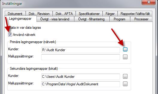 Starta programmet (öppna inte någon kund) och gå till Arkiv Inställningar Inställningar och fliken Lagringsmappar.