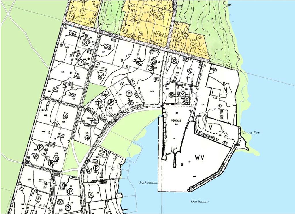 Samhällsbyggnadskontoret Planbesked 3(6) Gällande detaljplan Planmosaik som visar gällande planer och områdesbestämmelser i närområdet Gällande plan är områdesbestämmelser för Revsudden med