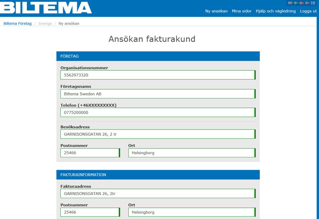 Ansökan och villkor När ansökningsformuläret är ifyllt, rekommenderar vi att du noggrant granskar